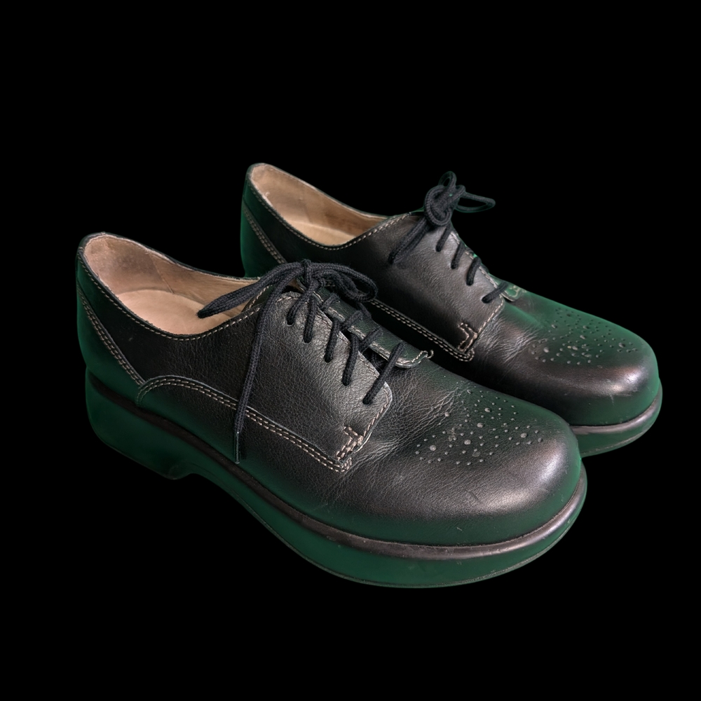 Dromedaris Black Leather Lace Up Shoes Women's Size 9 EU 40
